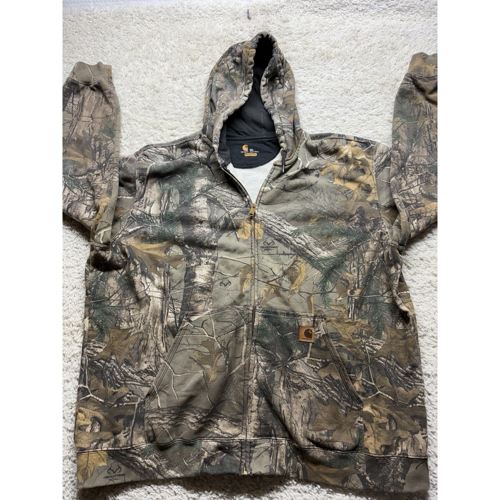 Carhartt Hoodie Sweatshirt 3XL Full Zipper Fleece Realtree Camo - Picture 4 of 9